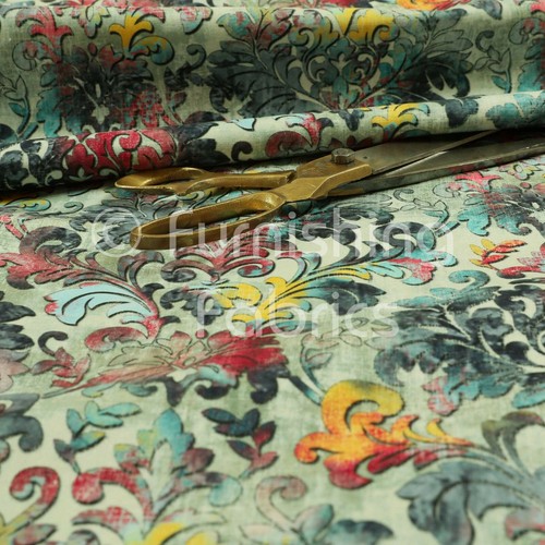 Fire treated printed velvet - fire,