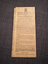 Original 1949-56 Vehicle Registration Book  Vauxhall Black Limousine Walthamstow