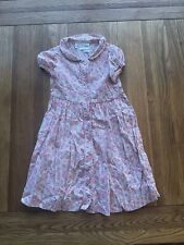 Rachel Riley Peach Floral Cotton Dress 5Y – Button-Front Summer Party