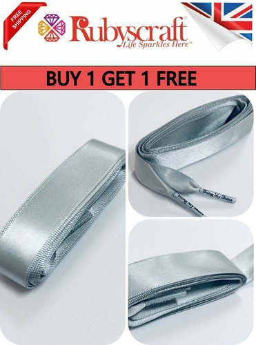 Grey satin smooth shoelace - satin,