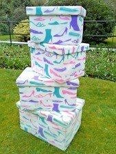 Ladies Pink Purple Turquoise Shoe Design Storage Boxes Set 3 Small, Med & Large