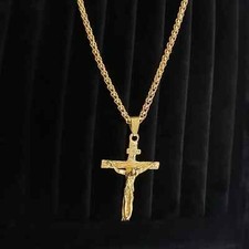 Mens Womans Crucifix chain Necklace cross Catholic Pendant Jesus Catholic UK