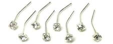 8 x Sterling Silver 925 Clear Crystal Clawset Nose Studs Piercing Body Jewellery