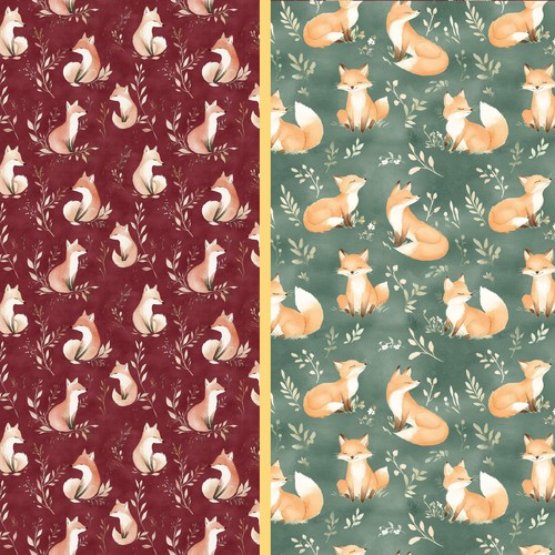 Woodland foxes fabric - foxes, 2