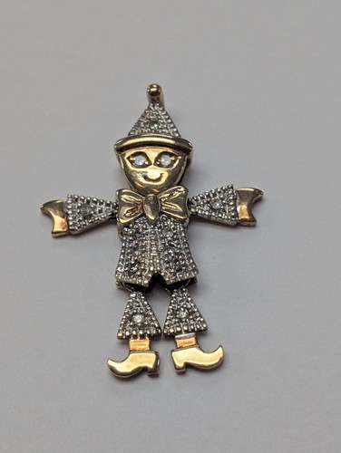 9ct diamond clown - 9ct, pendant