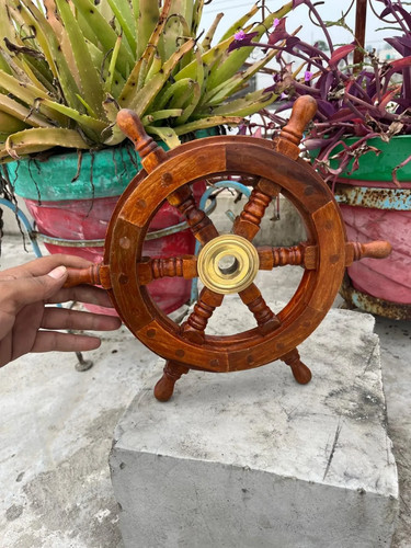 Nautical wooden ship wheel - nautical,