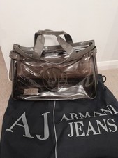Large Armani Jeans Clear PVC Plastic Tote Bag With Dust Bag Poppers (2536c)