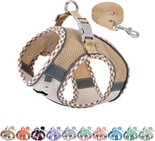 Teacup Puppy Harness with Leash - Adjustable Soft  with Magic Tape & Reflective 