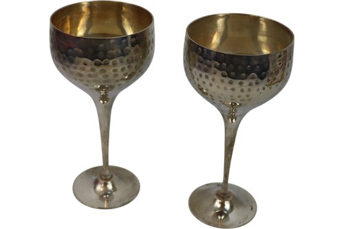 Pair hammered pewter - pair,