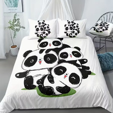 3pcs Duvet Cover Set, Panda Print Bedding Set, Soft Comfortable and Fitted Sheet