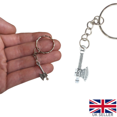 Small metal axe keyring viking - axe,