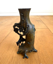 Chinese Bronze Vase Prunus Flowers Lone Horseman 550 grams 16cm Early 20thC