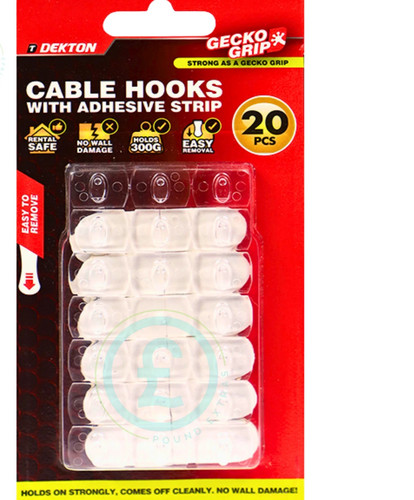 Clear adhesive cable hooks - clear,