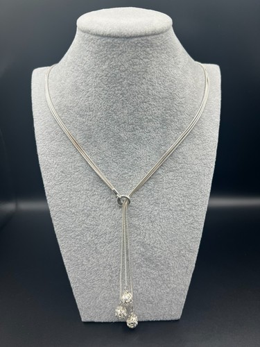 Silver tone lariat - silver‑tone,