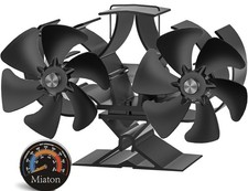 12-Blade Stove Fan Silent Operation | Dual-Motor Log Burner Fan Heat Powered for