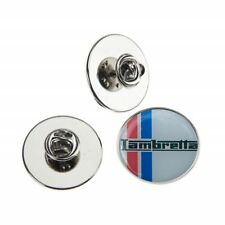 LAMBRETTA RED & WHITE STRIPE  METAL PIN BADGE WITH 25mm LOGO