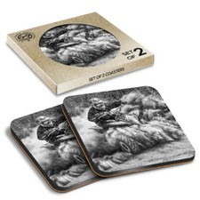 2 x Boxed Square Coasters - BW