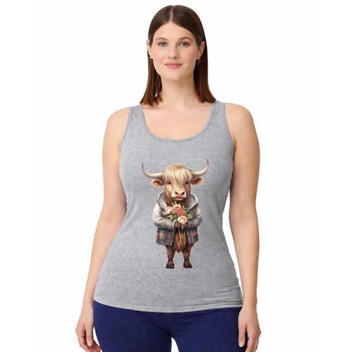 Highland cow floral womens - cow,