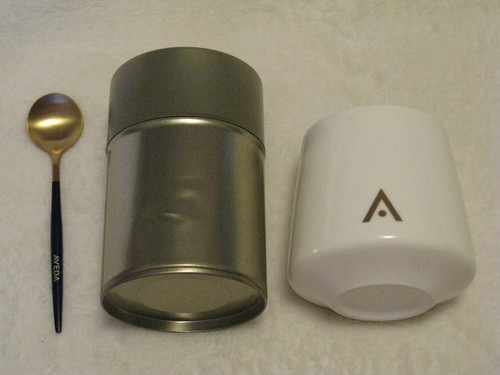 Aveda ceramic tea set - tea, logo