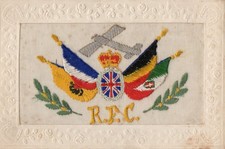 WW1 Embroidered SILK POSTCARD  RFC Royal Flying Corps - Aeroplane & Allied Flags