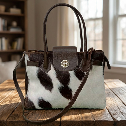Genuine cowhide tote bag - cowhide, women