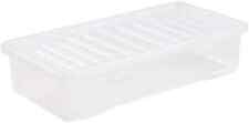 42 Litre Large Clear Plastic Underbed Storage Box with Secure Lid, Space-Saving