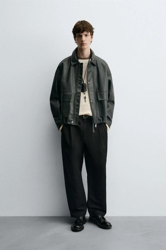 Zara relaxed fit men faux - relaxed,