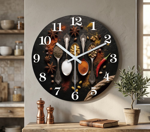 Marble wooden wall clock - wall,