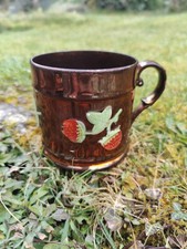 Victorian Copper Lustre Mug Can Very Unusual Pate Sur Pate Fruit Decoration 1860