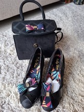 Brand New Black Shoe And Bag Set From "RubyShoo" With Detachable Colourful Bows