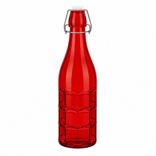 Glass bottle red flip - 1l,