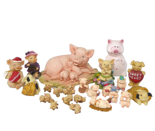 Pig ornaments bundle figurines - ornaments,