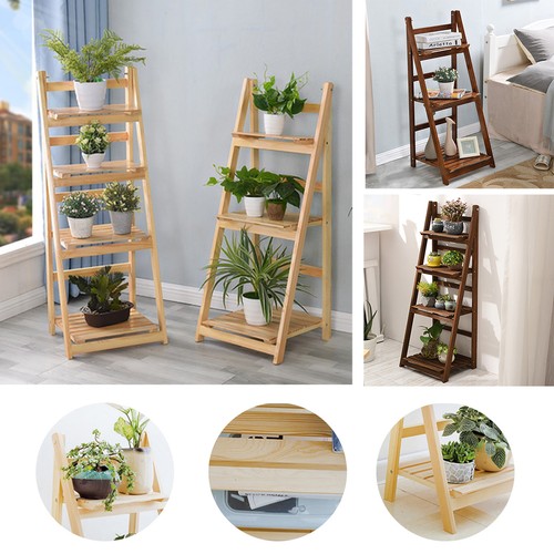 Folding wooden ladder - wooden, plant