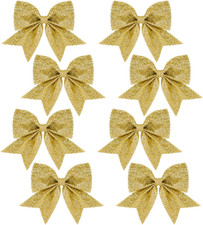 Christmas Tree Bows, 8PCS Gold