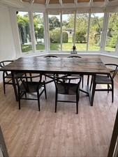 Timothy Oulton 6-8 seater Reclaimed Wooden Dining Table Solid Wood Steel legs