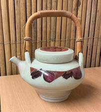 vintage modernist design art studio pottery stoneware tea hot water pot, signed