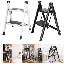 2 STEP LADDER STOOL KITCHEN DIY HOME DOUBLE FOLDING NON SLIP HEAVY DUTY COMPACT