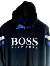 HUGO BOSS Hooded Sweatshirt Men’s Casual Lightweight Cotton Hoodie M Black Blue