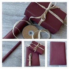 Wrapping Paper KRAFT Christmas Burgundy Wine Recyclable Jute Ribbon Roll Sheet