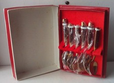 Coffee / Espresso Spoons x 6 - Vintage Retro Bronze & Wood Boxed Set Coffee