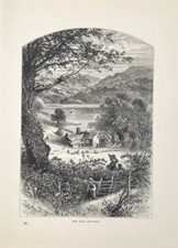 NAB COTTAGE, AMBLESIDE, LAKE DISTRICT Print - c 1880 Antique B&W Wood Engraving