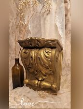 A Large Ornate Vintage Plaster Gold Corbel Shelf Bracket Acanthus Leaf Relief 