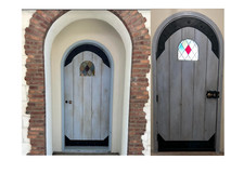 Rustic alder  lumber arch door