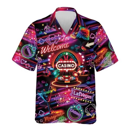 Mens button down neon casino - down,