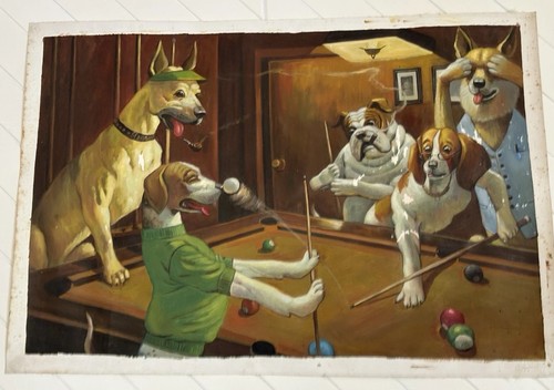 Vintage huge canvas dogs - huge,