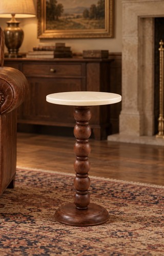 Round wooden pedestal side - wooden,