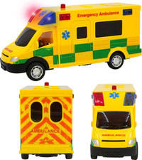 UK 1:40 Scale Emergency Ambulance Toy with Flashing Lights & Sounds, Friction Po