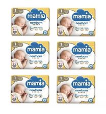 x6 Packs Of 24 Mamia Size 1 Nappies NewBorn Essential Soft - Total 144 nappies