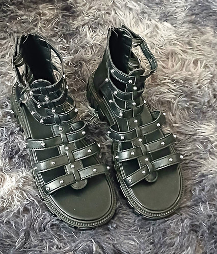 Black studded strappy - black,
