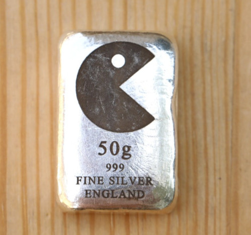 50g pacman silver cast bar - pacman,